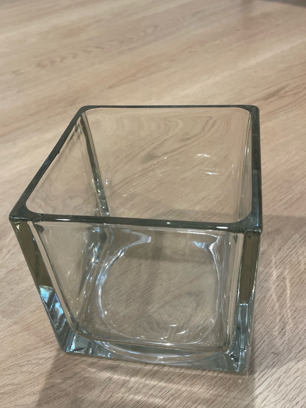 Clear Glass Square Vase - Modern Home Accent